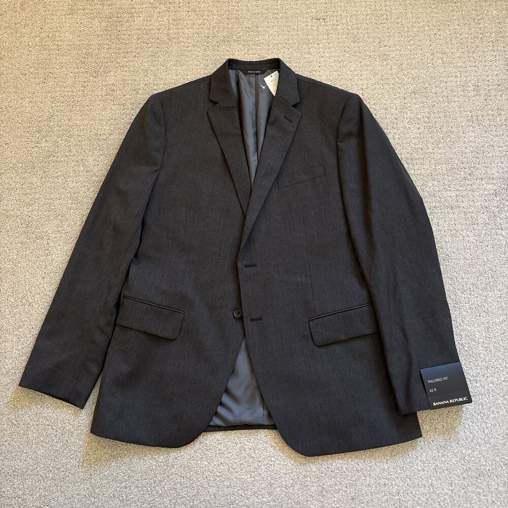 Banana Republic Lanificio Fratelli Cerutti Grey Wool Tailored Fit Blazer 42R NWT